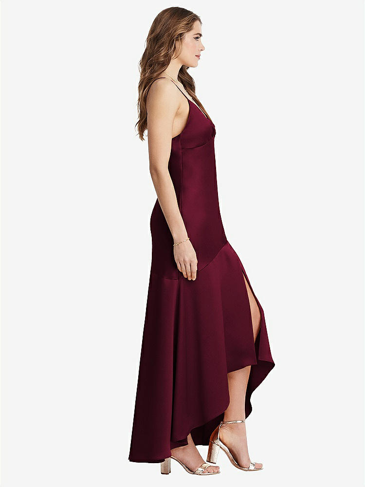 【NEW】【STYLE: LB007】非対称 ドロップ ウエスト ハイロー スリップ ドレス  -  デボン【COLOR: Cabernet】【SIZE: 00-30W】