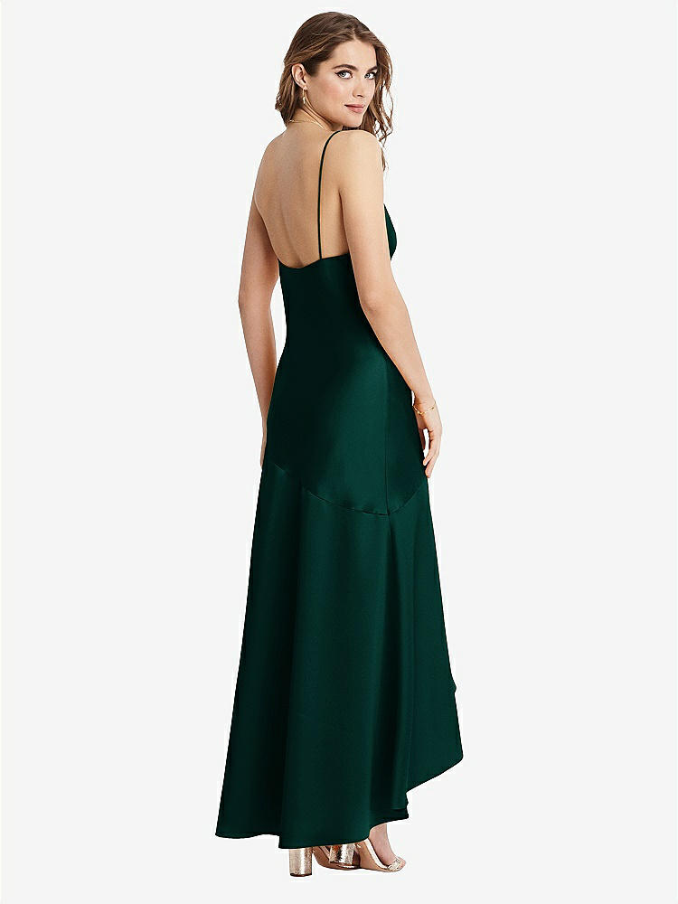 【STYLE: LB007】Asymmetrical Drop Waist High-Low Slip Dress - Devon【COLOR: Evergreen】