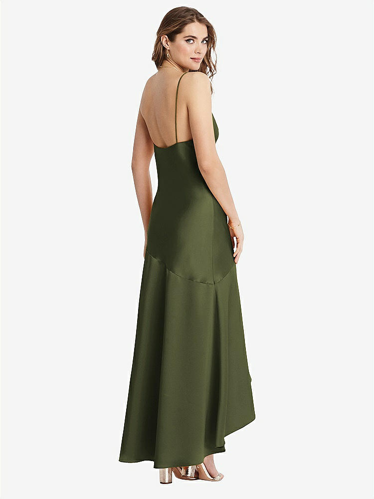 【STYLE: LB007】Asymmetrical Drop Waist High-Low Slip Dress - Devon【COLOR: Olive Green】