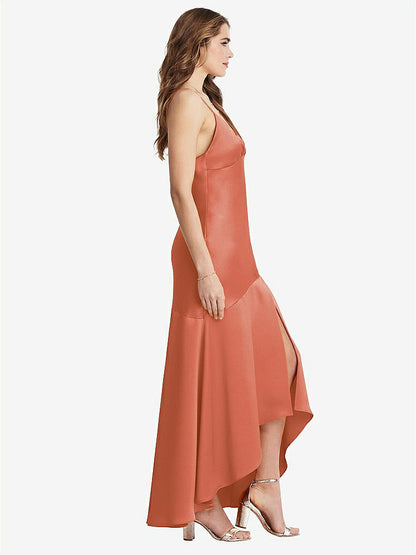 【STYLE: LB007】Asymmetrical Drop Waist High-Low Slip Dress - Devon【COLOR: Terracotta Copper】