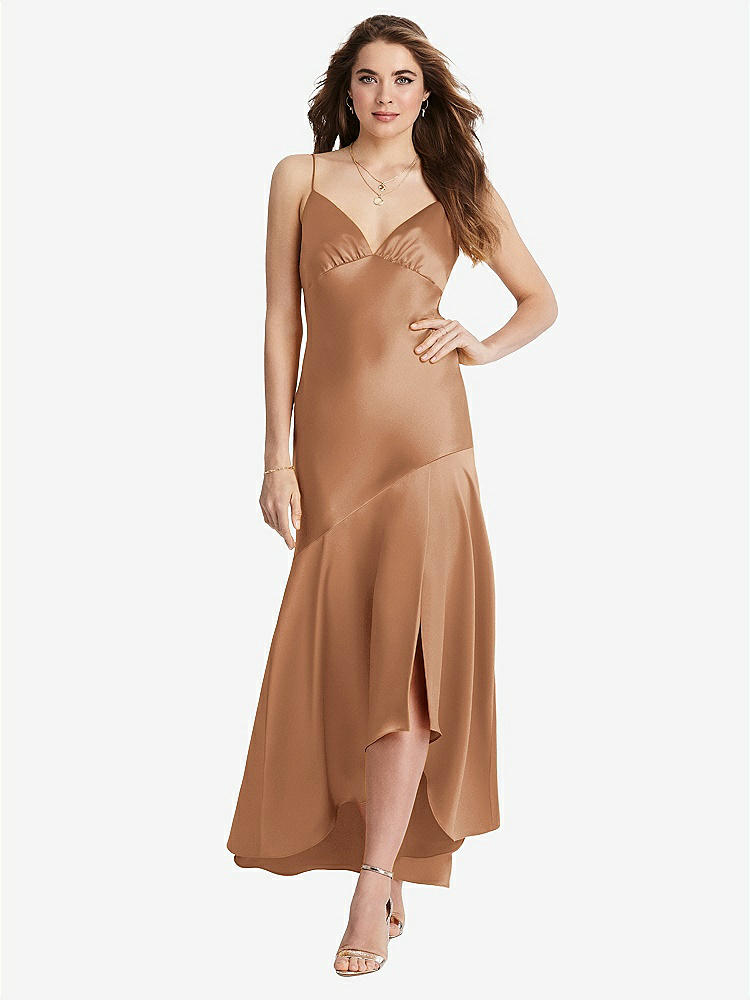 【STYLE: LB007】Asymmetrical Drop Waist High-Low Slip Dress - Devon【COLOR: Toffee】