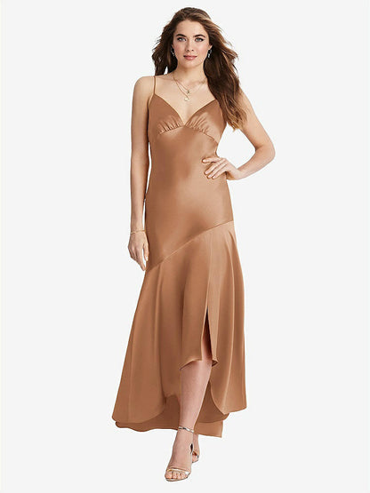 【STYLE: LB007】Asymmetrical Drop Waist High-Low Slip Dress - Devon【COLOR: Toffee】