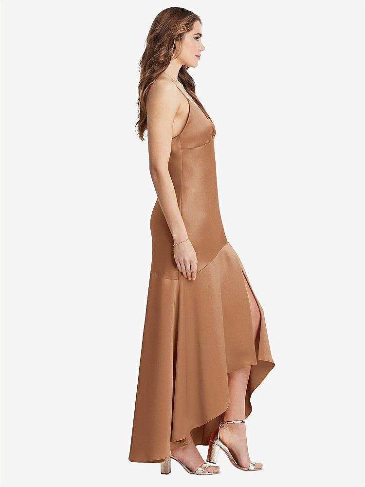 【STYLE: LB007】Asymmetrical Drop Waist High-Low Slip Dress - Devon【COLOR: Toffee】