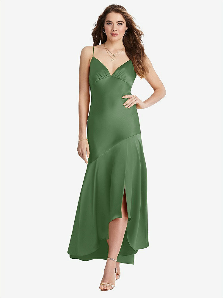 【STYLE: LB007】Asymmetrical Drop Waist High-Low Slip Dress - Devon【COLOR: Vineyard Green】