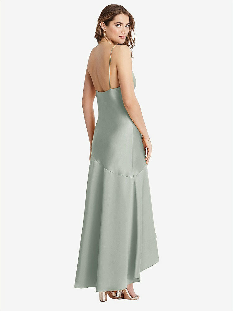 【STYLE: LB007】Asymmetrical Drop Waist High-Low Slip Dress - Devon【COLOR: Willow Green】