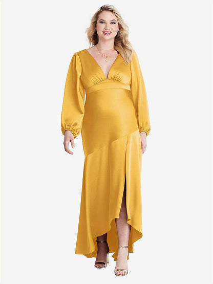 【NEW】【STYLE: LB008】パフ スリーブ 非対称 ドロップ ウエスト ハイロー スリップ ドレス  -  ティーガン【COLOR: NYC Yellow】【SIZE: 00-30W】