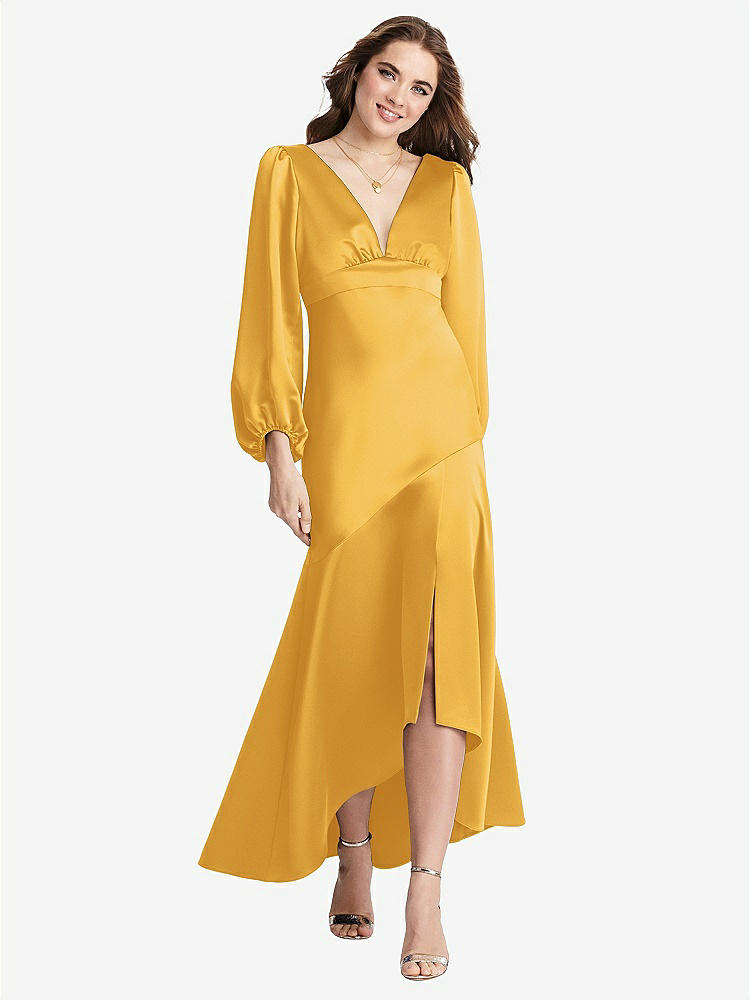 【NEW】【STYLE: LB008】パフ スリーブ 非対称 ドロップ ウエスト ハイロー スリップ ドレス  -  ティーガン【COLOR: NYC Yellow】【SIZE: 00-30W】
