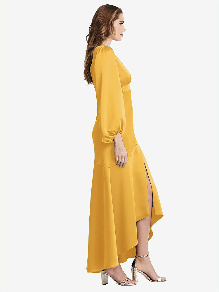 【NEW】【STYLE: LB008】パフ スリーブ 非対称 ドロップ ウエスト ハイロー スリップ ドレス  -  ティーガン【COLOR: NYC Yellow】【SIZE: 00-30W】