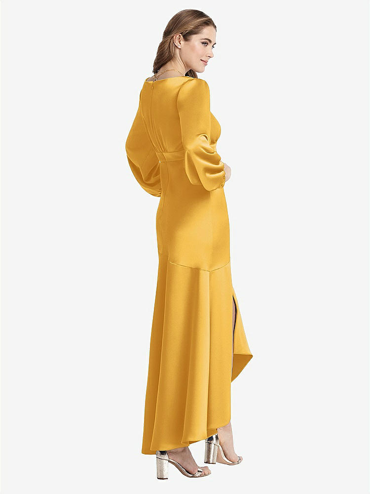 【NEW】【STYLE: LB008】パフ スリーブ 非対称 ドロップ ウエスト ハイロー スリップ ドレス  -  ティーガン【COLOR: NYC Yellow】【SIZE: 00-30W】