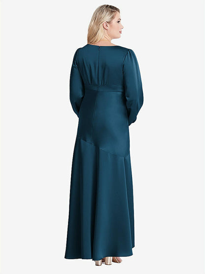 【NEW】【STYLE: LB008】パフ スリーブ 非対称 ドロップ ウエスト ハイロー スリップ ドレス  -  ティーガン【COLOR: Atlantic Blue】【SIZE: 00-30W】
