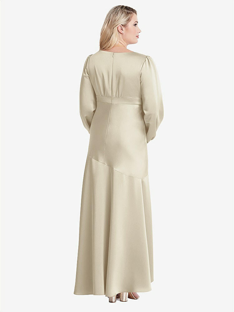 【NEW】【STYLE: LB008】パフ スリーブ 非対称 ドロップ ウエスト ハイロー スリップ ドレス  -  ティーガン【COLOR: Champagne】【SIZE: 00-30W】