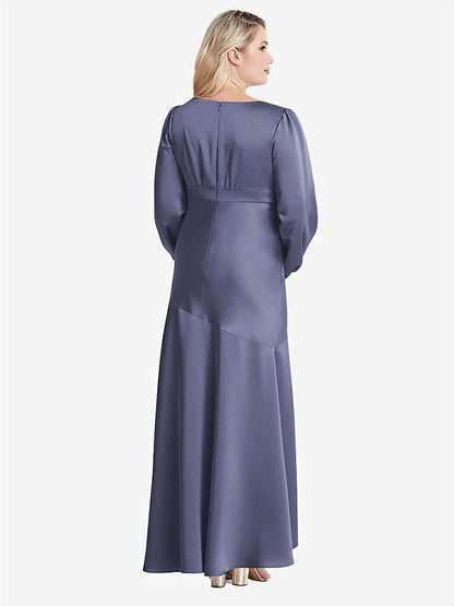 【NEW】【STYLE: LB008】パフ スリーブ 非対称 ドロップ ウエスト ハイロー スリップ ドレス  -  ティーガン【COLOR: French Blue】【SIZE: 00-30W】