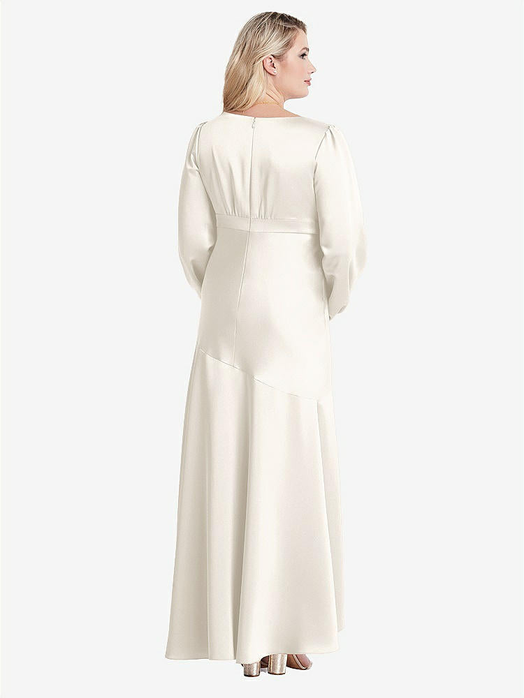 【STYLE: LB008】Puff Sleeve Asymmetrical Drop Waist High-Low Slip Dress - Teagan【COLOR: Ivory】