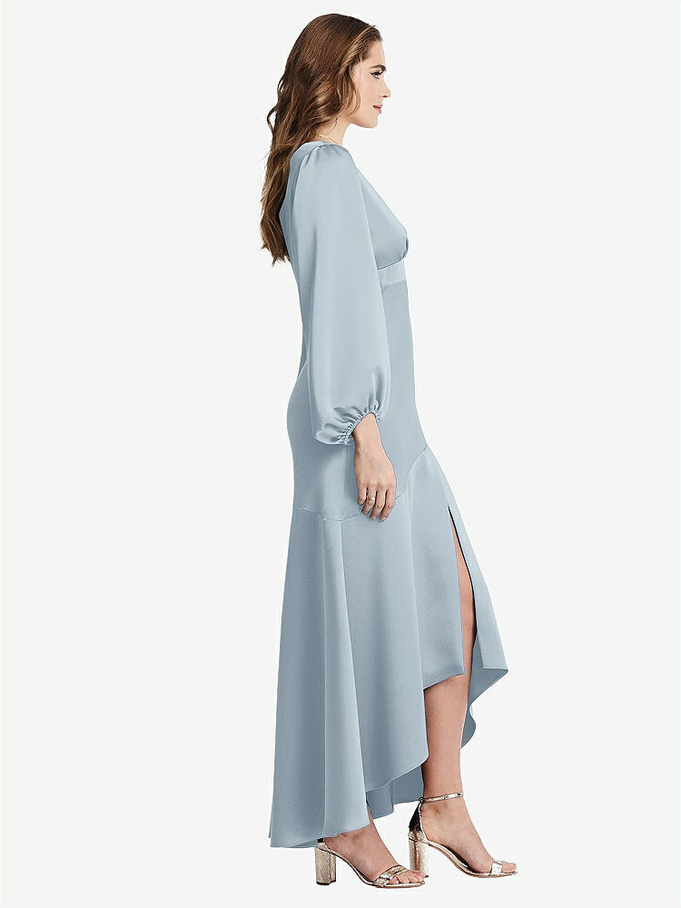 【NEW】【STYLE: LB008】パフ スリーブ 非対称 ドロップ ウエスト ハイロー スリップ ドレス  -  ティーガン【COLOR: Mist】【SIZE: 00-30W】