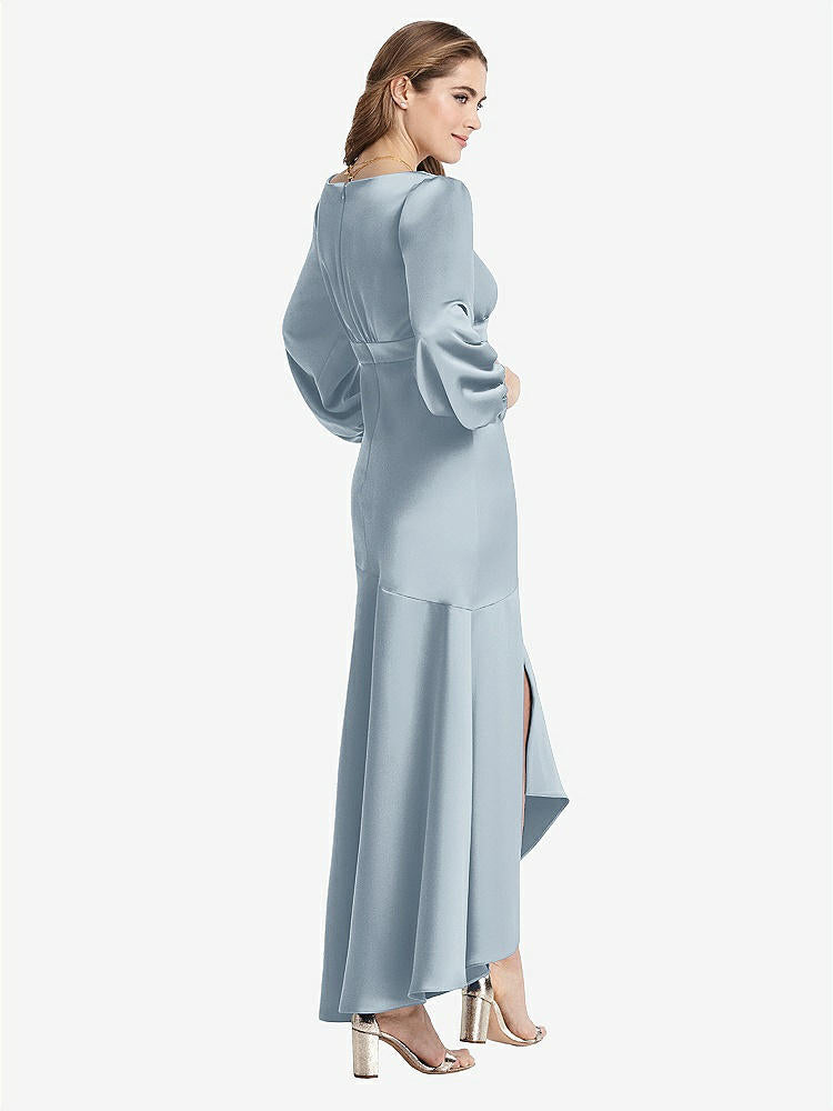 【NEW】【STYLE: LB008】パフ スリーブ 非対称 ドロップ ウエスト ハイロー スリップ ドレス  -  ティーガン【COLOR: Mist】【SIZE: 00-30W】