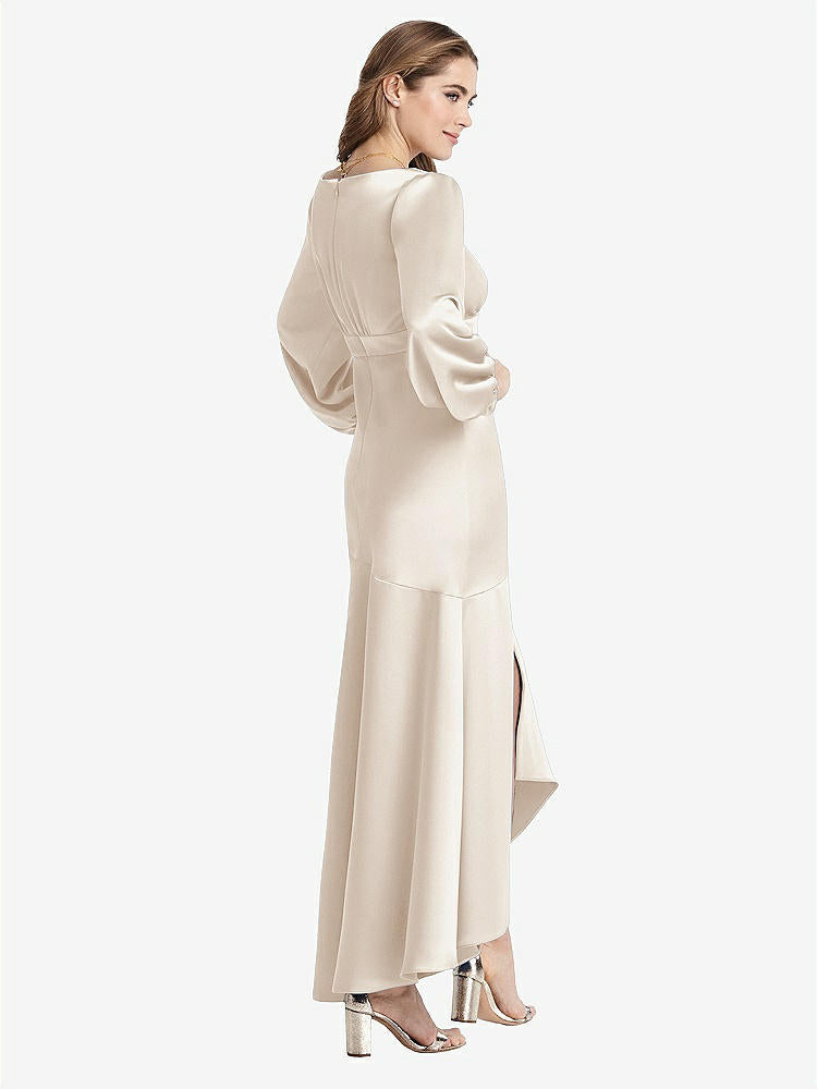 【NEW】【STYLE: LB008】パフ スリーブ 非対称 ドロップ ウエスト ハイロー スリップ ドレス  -  ティーガン【COLOR: Oat】【SIZE: 00-30W】