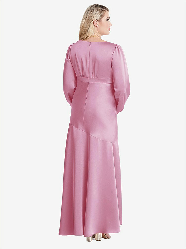 【NEW】【STYLE: LB008】パフ スリーブ 非対称 ドロップ ウエスト ハイロー スリップ ドレス  -  ティーガン【COLOR: Powder Pink】【SIZE: 00-30W】