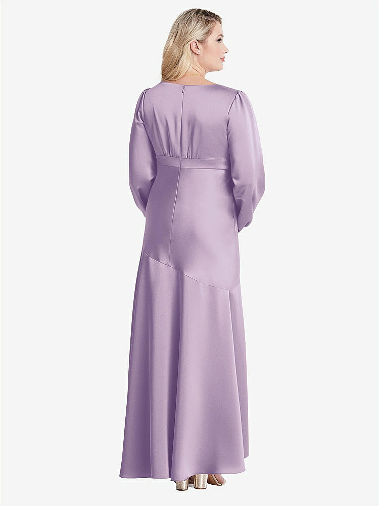 【NEW】【STYLE: LB008】パフ スリーブ 非対称 ドロップ ウエスト ハイロー スリップ ドレス  -  ティーガン【COLOR: Pale Purple】【SIZE: 00-30W】