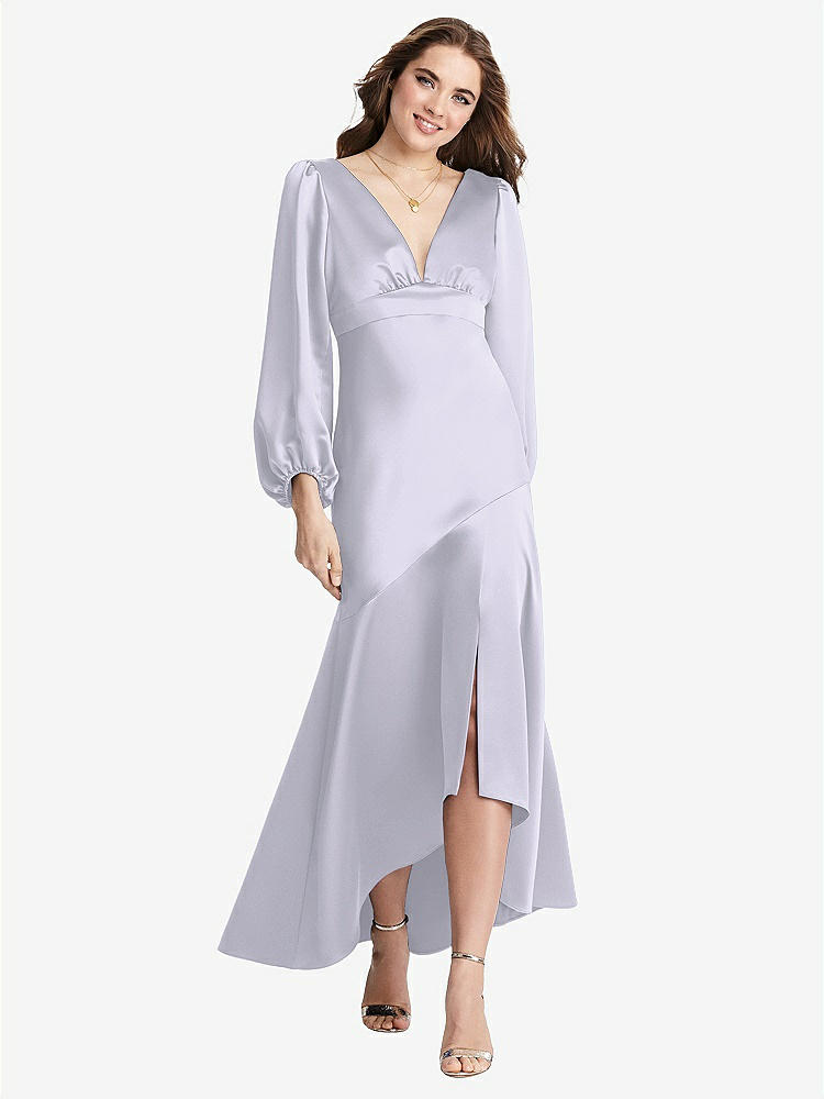 【NEW】【STYLE: LB008】パフ スリーブ 非対称 ドロップ ウエスト ハイロー スリップ ドレス  -  ティーガン【COLOR: Silver Dove】【SIZE: 00-30W】