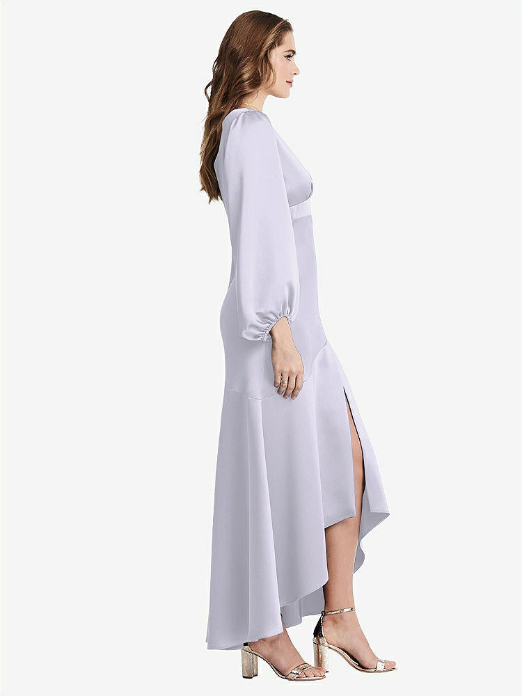 【NEW】【STYLE: LB008】パフ スリーブ 非対称 ドロップ ウエスト ハイロー スリップ ドレス  -  ティーガン【COLOR: Silver Dove】【SIZE: 00-30W】