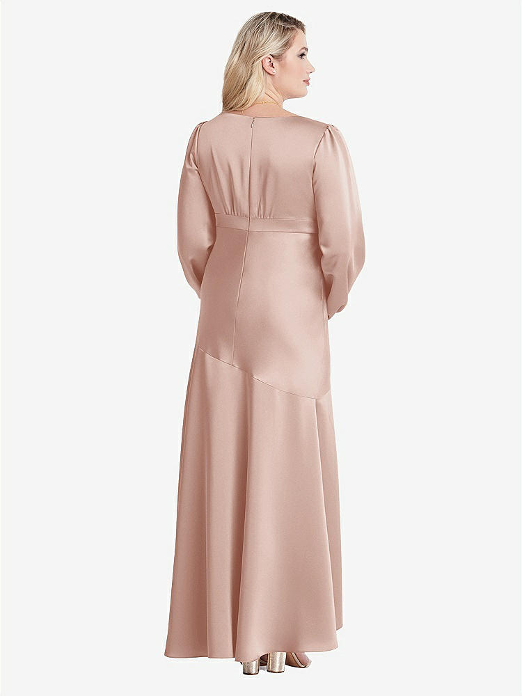 【NEW】【STYLE: LB008】パフ スリーブ 非対称 ドロップ ウエスト ハイロー スリップ ドレス  -  ティーガン【COLOR: Toasted Sugar】【SIZE: 00-30W】