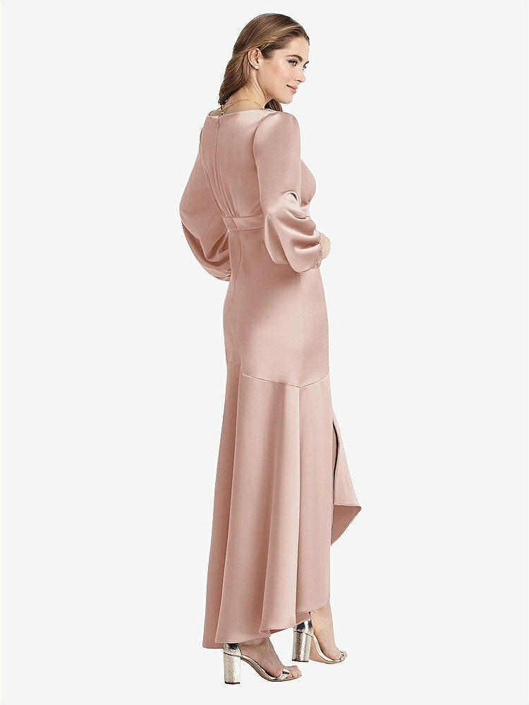 【NEW】【STYLE: LB008】パフ スリーブ 非対称 ドロップ ウエスト ハイロー スリップ ドレス  -  ティーガン【COLOR: Toasted Sugar】【SIZE: 00-30W】