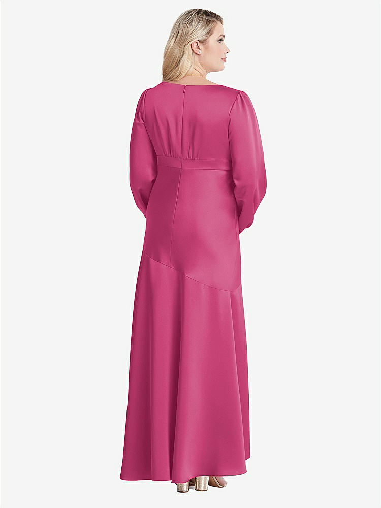 【NEW】【STYLE: LB008】パフ スリーブ 非対称 ドロップ ウエスト ハイロー スリップ ドレス  -  ティーガン【COLOR: Tea Rose】【SIZE: 00-30W】