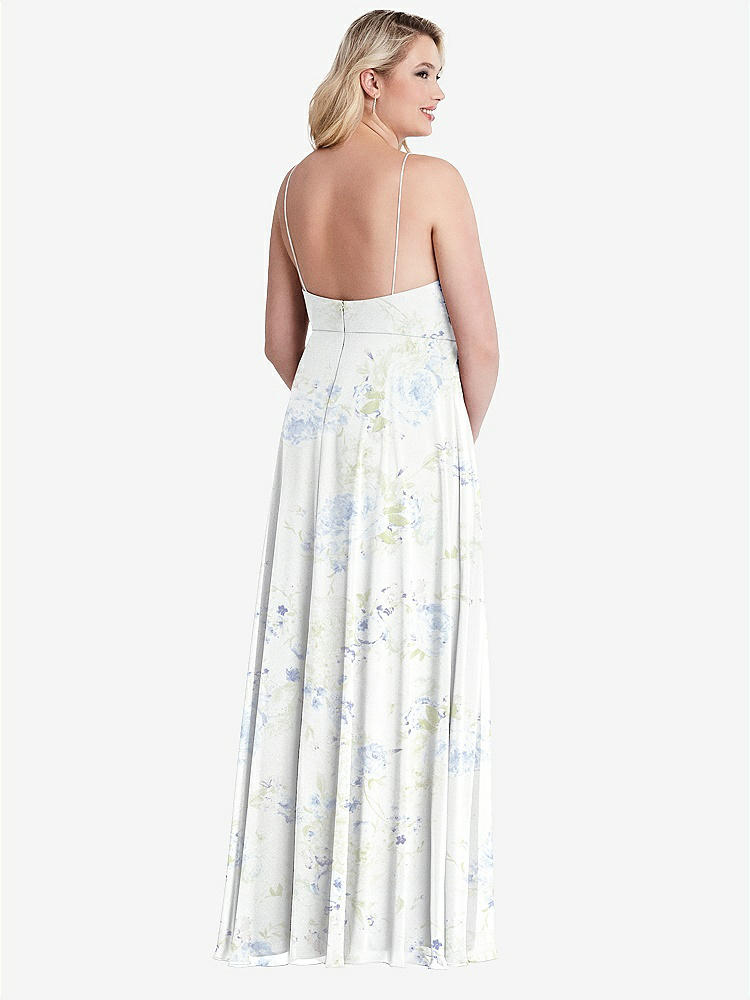 【STYLE: LB010】High Neck Chiffon Maxi Dress with Front Slit - Lela【COLOR: Bleu Garden】