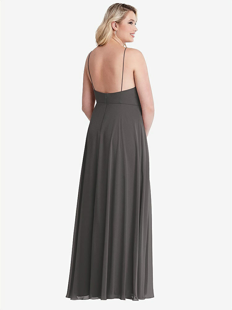 【NEW】【STYLE: LB010】高 首 シフォン マキシ ドレス 前面 スリット  -  lela【COLOR: Caviar Gray】【SIZE: 00-30W】