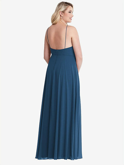 【NEW】【STYLE: LB010】高 首 シフォン マキシ ドレス 前面 スリット  -  lela【COLOR: Dusk Blue】【SIZE: 00-30W】