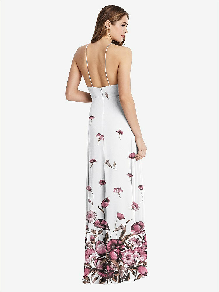 【STYLE: LB010】High Neck Chiffon Maxi Dress with Front Slit - Lela【COLOR: London Print】