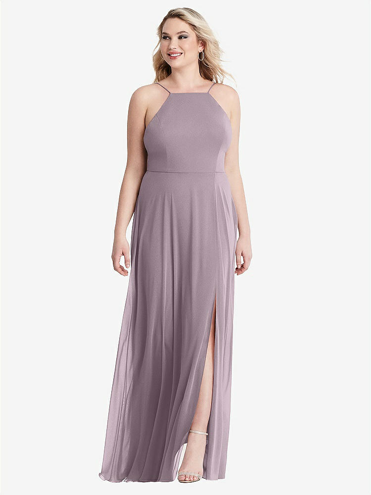 【NEW】【STYLE: LB010】高 首 シフォン マキシ ドレス 前面 スリット  -  lela【COLOR: Lilac Dusk】【SIZE: 00-30W】