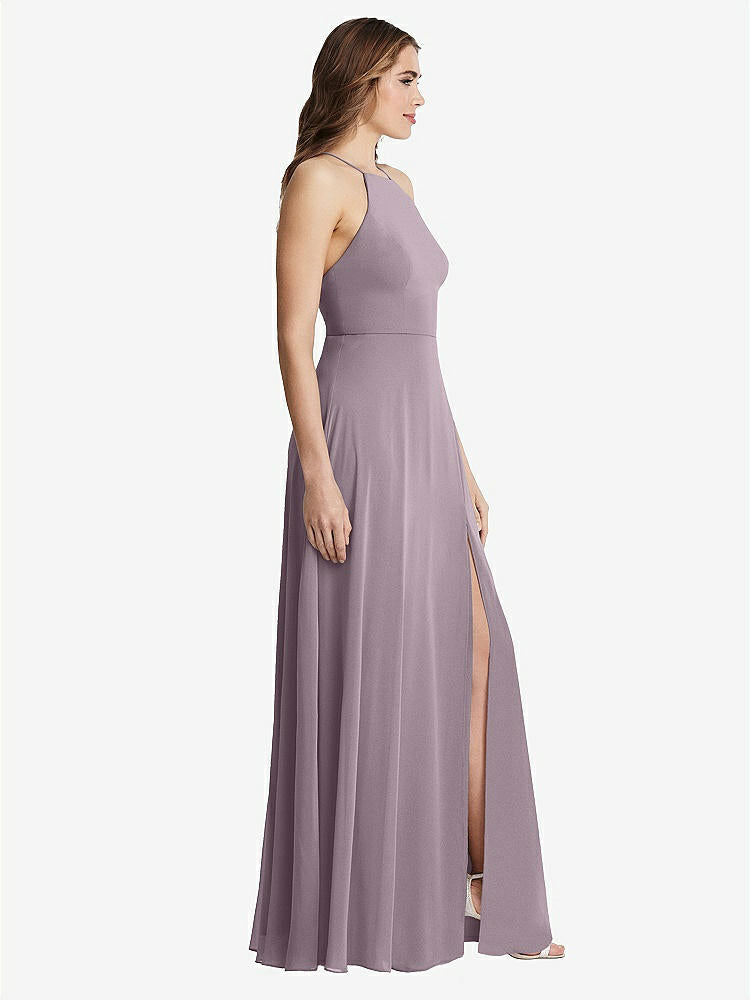 【NEW】【STYLE: LB010】高 首 シフォン マキシ ドレス 前面 スリット  -  lela【COLOR: Lilac Dusk】【SIZE: 00-30W】