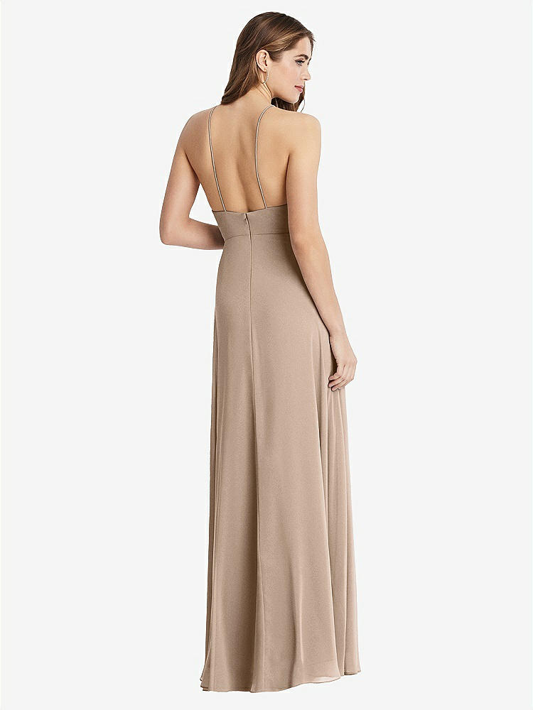 【STYLE: LB010】High Neck Chiffon Maxi Dress with Front Slit - Lela【COLOR: Topaz】