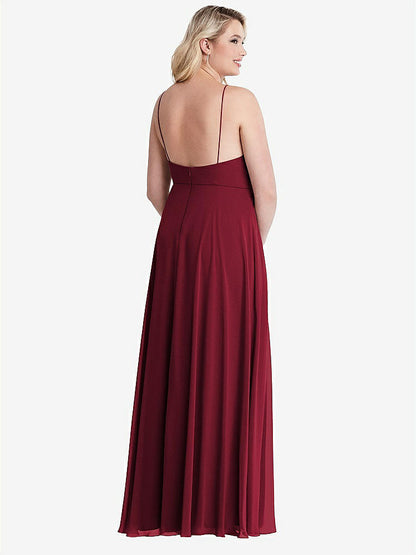 【NEW】【STYLE: LB010】高 首 シフォン マキシ ドレス 前面 スリット  -  lela【COLOR: Burgundy】【SIZE: 00-30W】