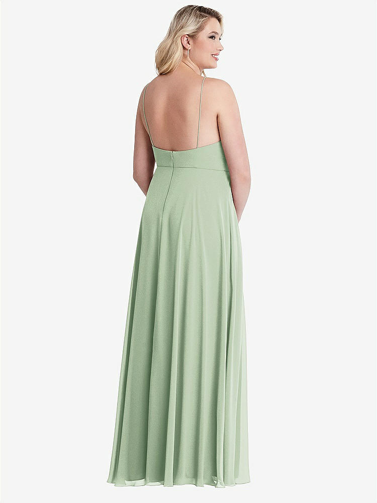 【STYLE: LB010】High Neck Chiffon Maxi Dress with Front Slit - Lela【COLOR: Celadon】