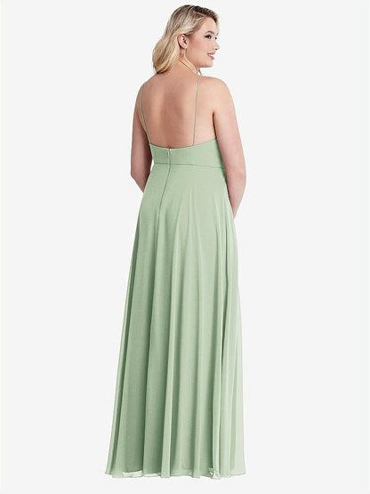 【STYLE: LB010】High Neck Chiffon Maxi Dress with Front Slit - Lela【COLOR: Celadon】