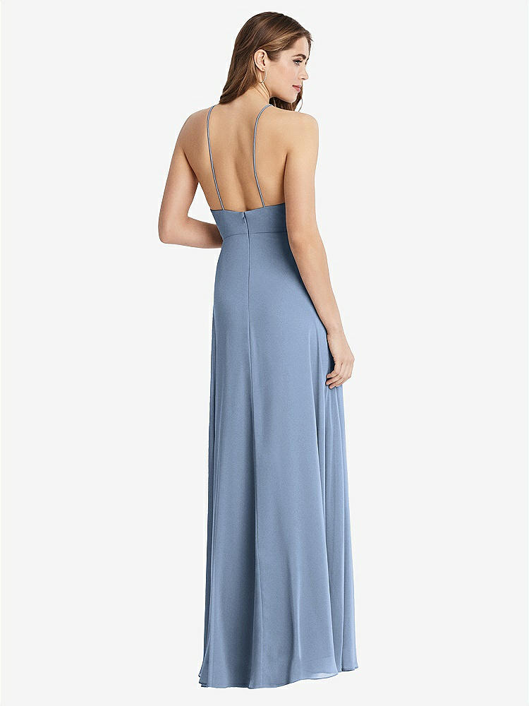 【STYLE: LB010】High Neck Chiffon Maxi Dress with Front Slit - Lela【COLOR: Cloudy】