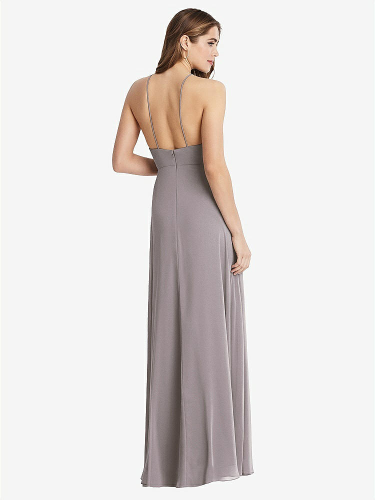 【NEW】【STYLE: LB010】高 首 シフォン マキシ ドレス 前面 スリット  -  lela【COLOR: Cashmere Gray】【SIZE: 00-30W】