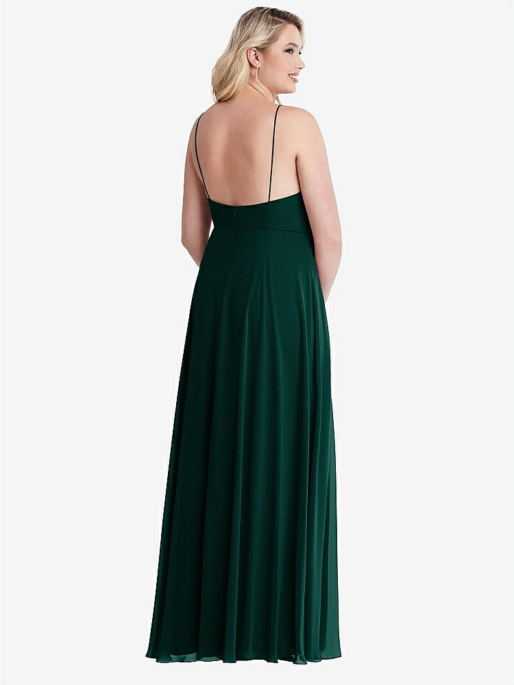 【STYLE: LB010】High Neck Chiffon Maxi Dress with Front Slit - Lela【COLOR: Evergreen】