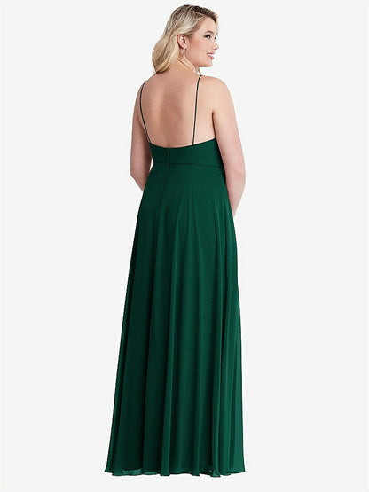 【STYLE: LB010】High Neck Chiffon Maxi Dress with Front Slit - Lela【COLOR: Hunter Green】