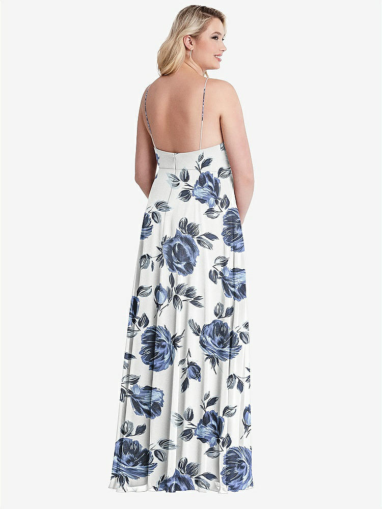 【STYLE: LB010】High Neck Chiffon Maxi Dress with Front Slit - Lela【COLOR: Indigo Rose】