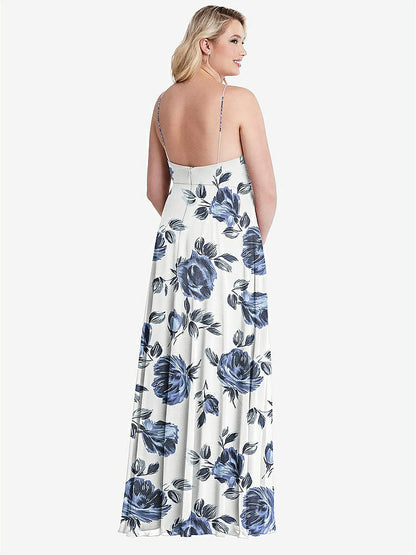 【STYLE: LB010】High Neck Chiffon Maxi Dress with Front Slit - Lela【COLOR: Indigo Rose】
