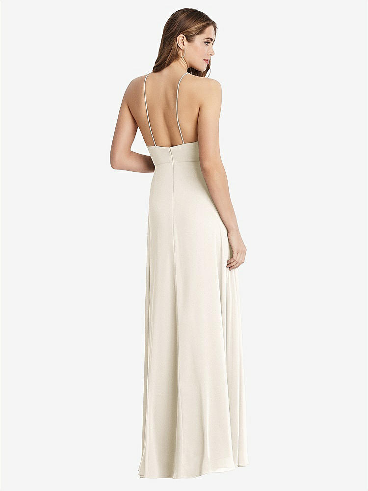【STYLE: LB010】High Neck Chiffon Maxi Dress with Front Slit - Lela【COLOR: Ivory】
