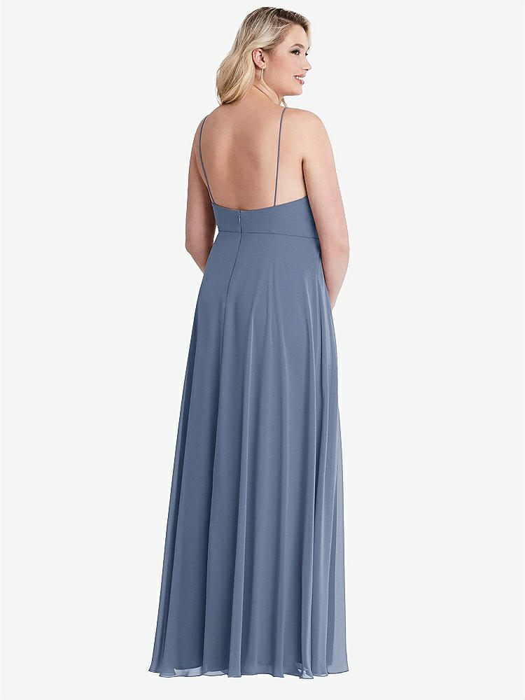 【NEW】【STYLE: LB010】高 首 シフォン マキシ ドレス 前面 スリット  -  lela【COLOR: Larkspur Blue】【SIZE: 00-30W】