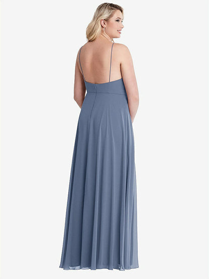 【NEW】【STYLE: LB010】高 首 シフォン マキシ ドレス 前面 スリット  -  lela【COLOR: Larkspur Blue】【SIZE: 00-30W】