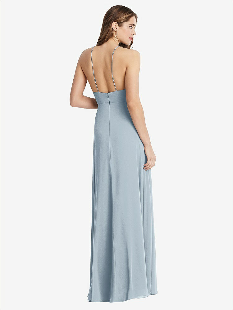 【STYLE: LB010】High Neck Chiffon Maxi Dress with Front Slit - Lela【COLOR: Mist】