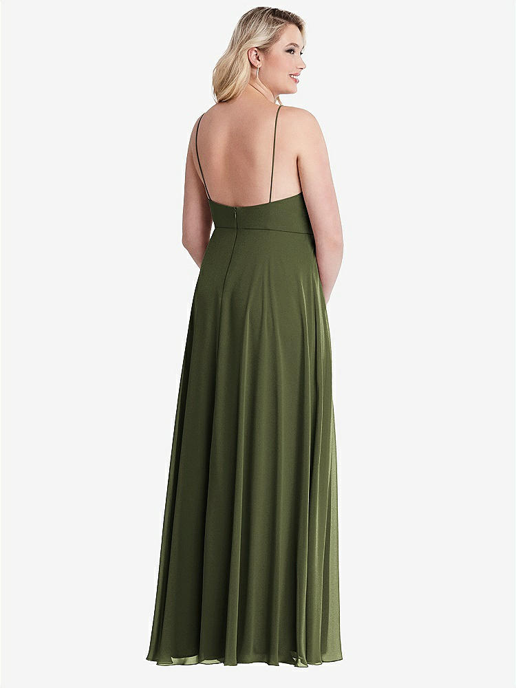 【STYLE: LB010】High Neck Chiffon Maxi Dress with Front Slit - Lela【COLOR: Olive Green】