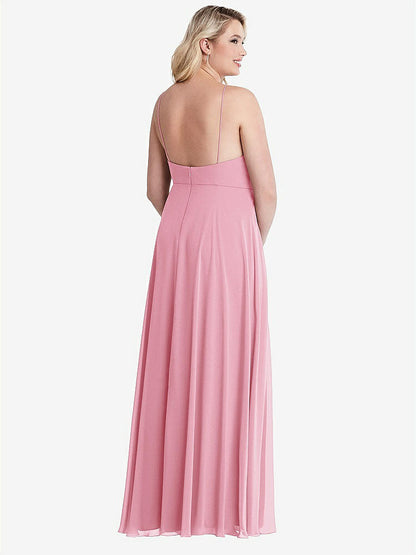【NEW】【STYLE: LB010】高 首 シフォン マキシ ドレス 前面 スリット  -  lela【COLOR: Peony Pink】【SIZE: 00-30W】