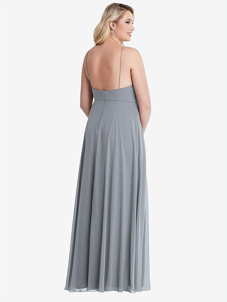 【NEW】【STYLE: LB010】高 首 シフォン マキシ ドレス 前面 スリット  -  lela【COLOR: Platinum】【SIZE: 00-30W】